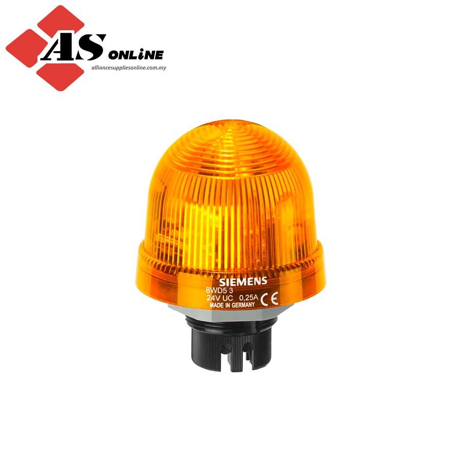 SIEMENS Yellow Steady Beacon 230V ac/dc, LED Bulb Flush, Bayonet Mount, IP65 / Model: ASRC8WD5300-1AD / 8WD5300-1AD