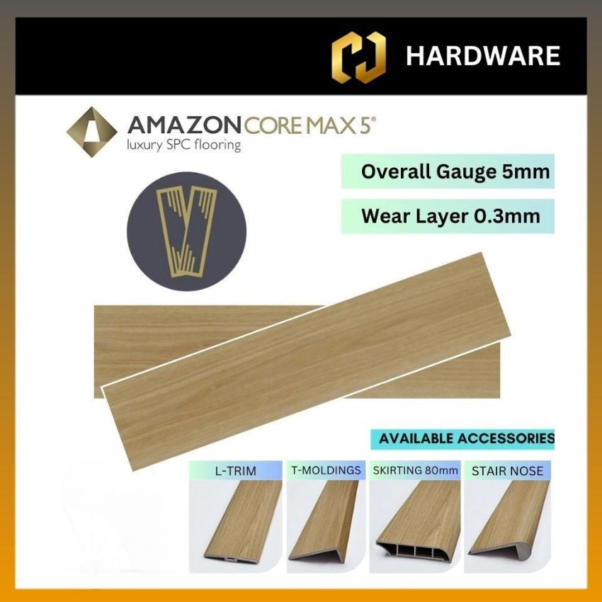 AMAZON CORE MAX 5 HT-714 T-MOLDINGS / HL-714 L-TRIM / HS-714 SKIRTING 80mm / HN-714 STAIR NOSE / HR-714 REDUCER LUXURY SPC F LORING | WOOD - LOOK PLANKS