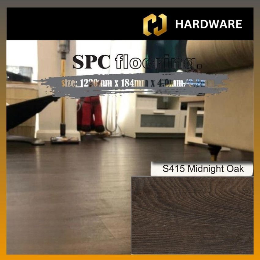 NII FLOOR 4MM CLICK SPC FLOORING 100% VIRGIN MATERIAL - CODE: S415 (MIDNIGHT OAK)