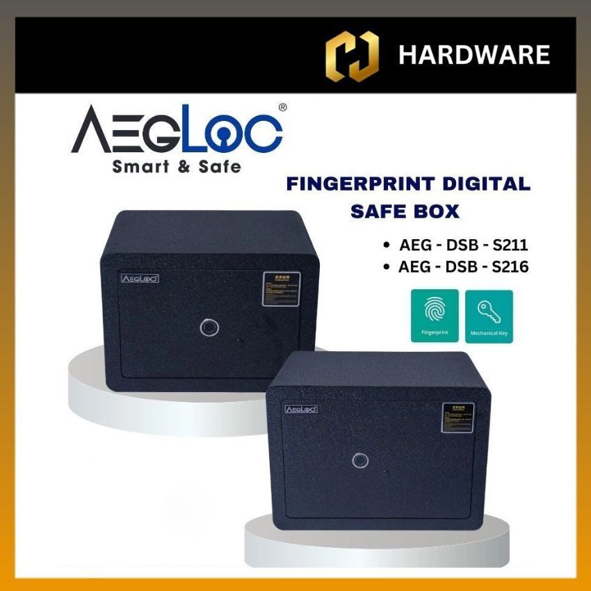 AEGLOC AEG - DSB - S211 / AEG - DSB - S216 BLACK FINGERPRINT DIGITAL SAFE BOX