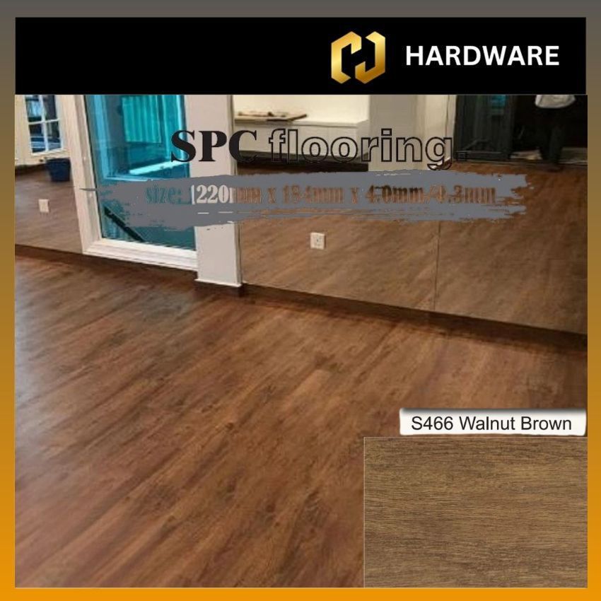 NII FLOOR 4MM CLICK SPC FLOORING 100% VIRGIN MATERIAL - CODE: S466 (WALNUT BROWN)