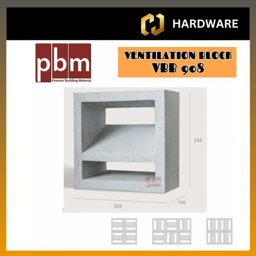 VENTILATION BLOCK VBB908- 200mm x 200mm x 100mm