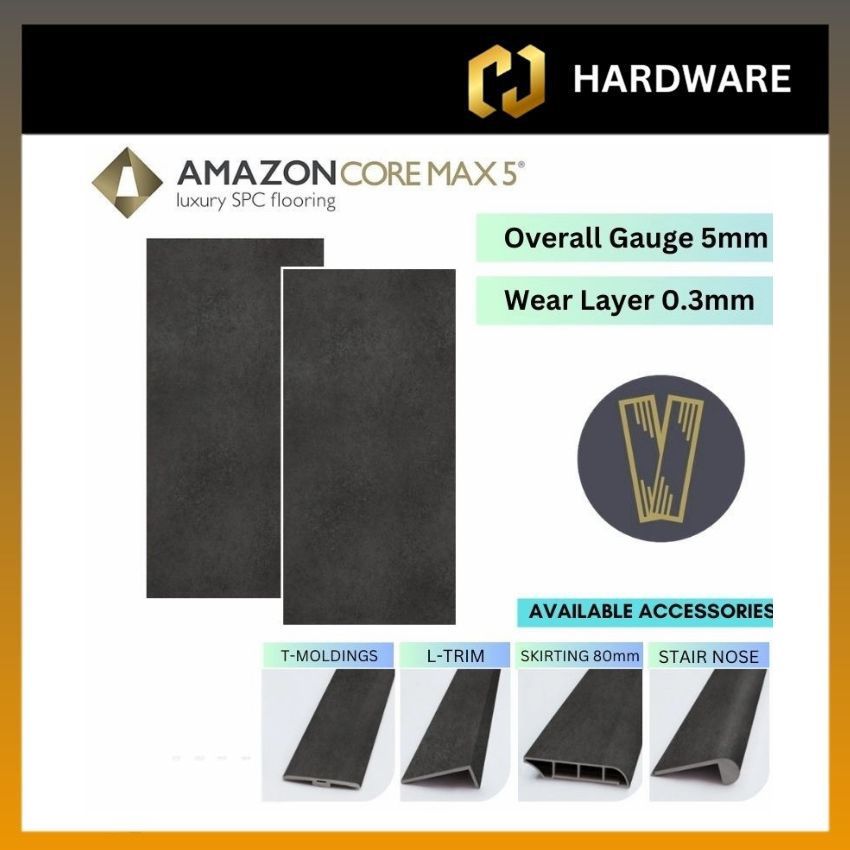 AMAZON CORE MAX 5 HT-723 T-MOLDINGS / HN-723 STAIR NOSE / HL-723 L-TRIM / HR-723 REDUCER / HS-723 SKIRTING 80mm LUXURY SPC F LORING | WOOD - LOOK PLANKS