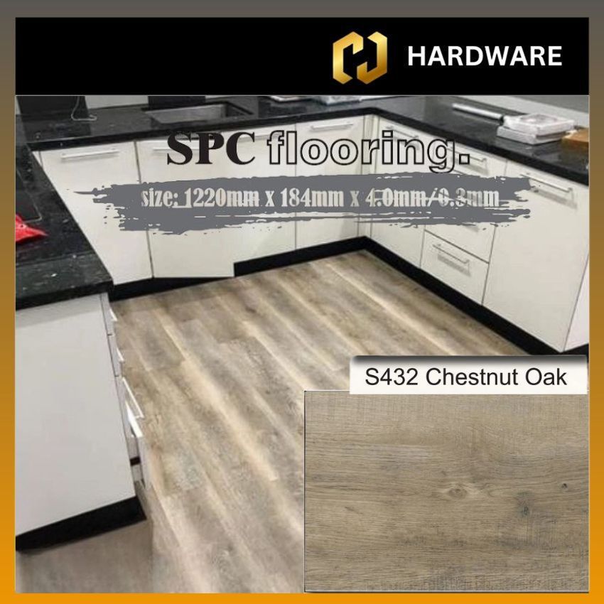 NII FLOOR 4MM CLICK SPC FLOORING 100% VIRGIN MATERIAL - CODE: S432 (CHESTNUT OAK)