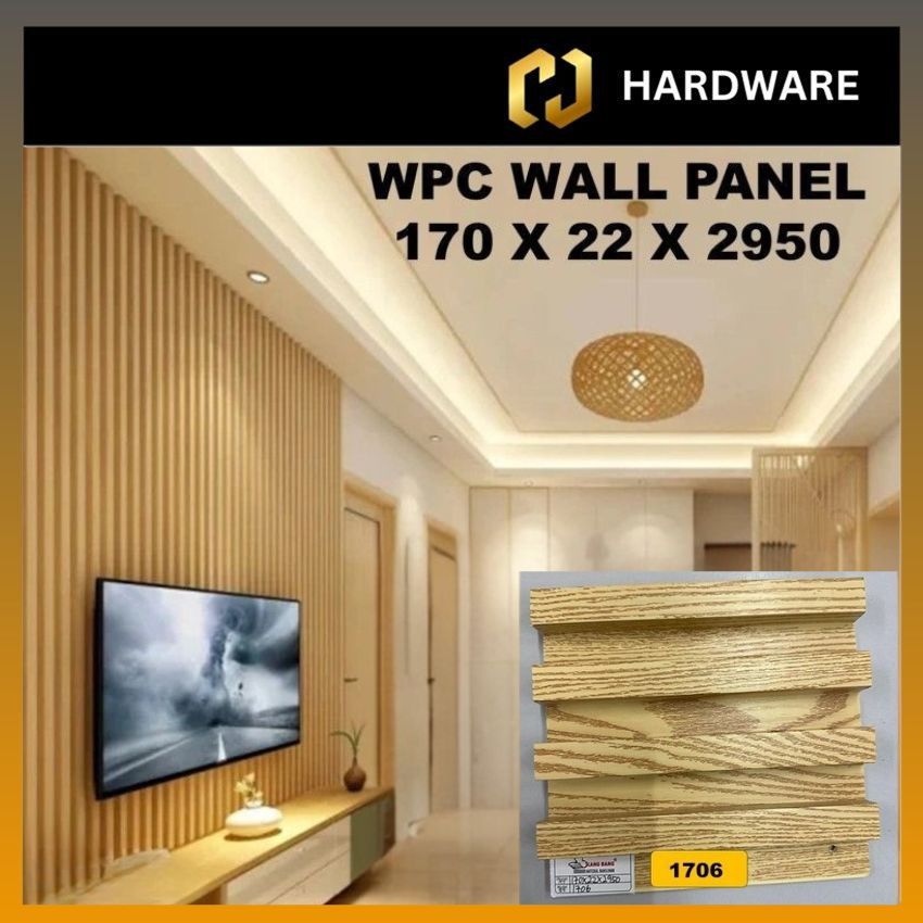 WPC WALL PANEL C/W PVC SURFACE/ WALL PAPER / PANEL DINDING 长城板/装饰墙/吊顶 170 X 22 X 2950MM CODE : 1706