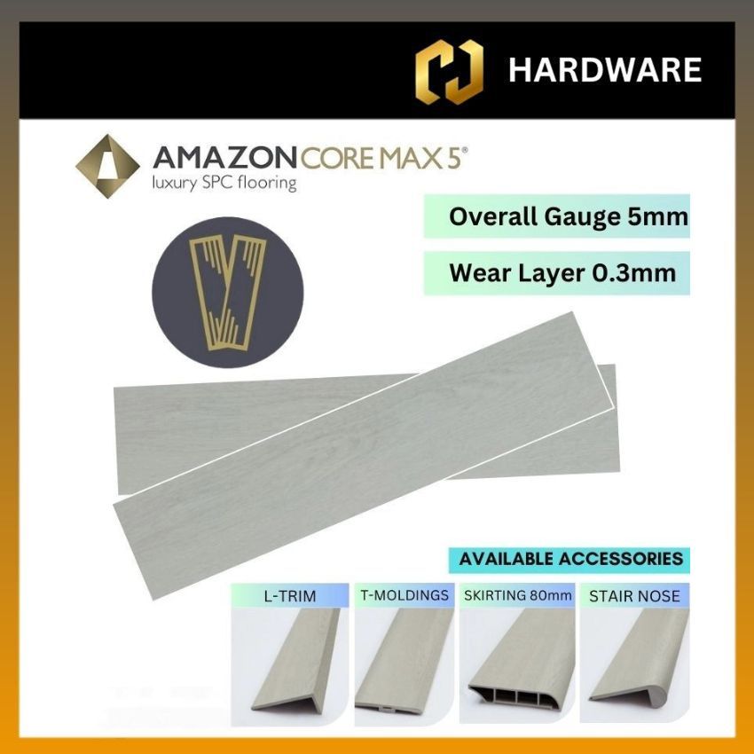 AMAZON CORE MAX 5 HT-711 T-MOLDINGS / HL-711 L-TRIM / HS-711 SKIRTING 80mm / HN-711 STAIR NOSE / HR-711 REDUCER LUXURY SPC F LORING | WOOD - LOOK PLANKS