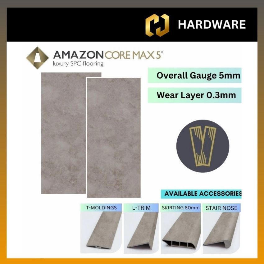 AMAZON CORE MAX 5 HT-724 T-MOLDINGS / HN-724 STAIR NOSE / HL-724 L-TRIM / HR-724 REDUCER / HS-724 SKIRTING 80mm LUXURY SPC F LORING | WOOD - LOOK PLANKS