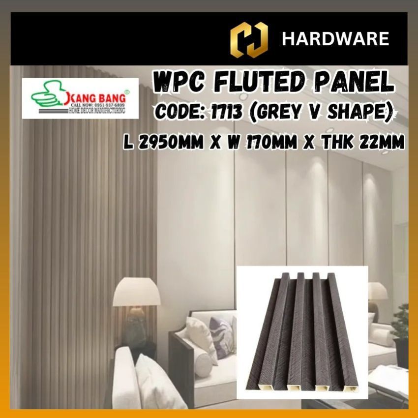 WPC FLUTED PANEL / WALL PANEL长城板/装饰墙/吊顶 170 X 22 X 2950MM [GREY] CODE : 1713