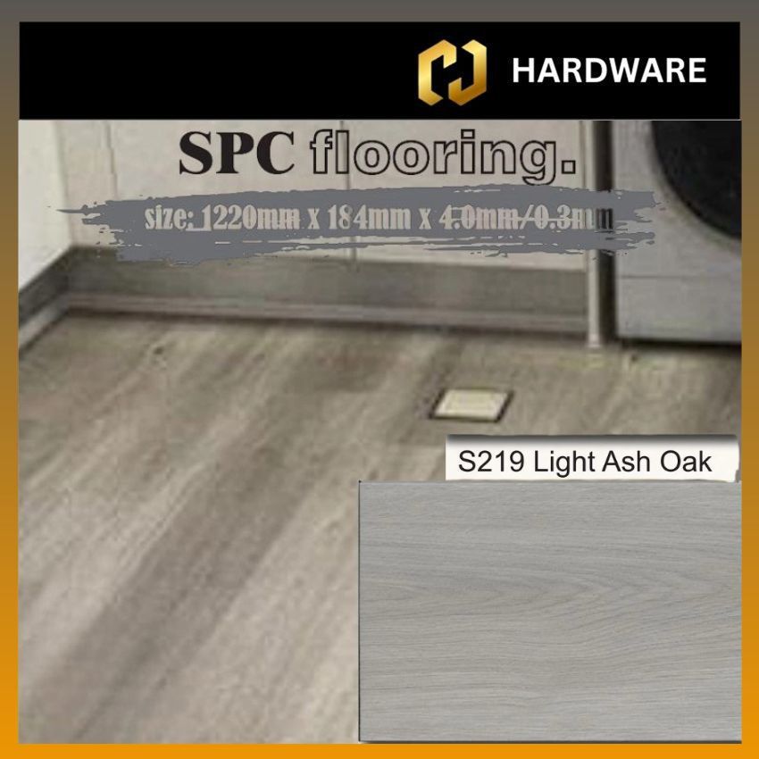 NII FLOOR 4MM CLICK SPC FLOORING 100% VIRGIN MATERIAL - CODE: S219 (LIGHT ASH OAK)