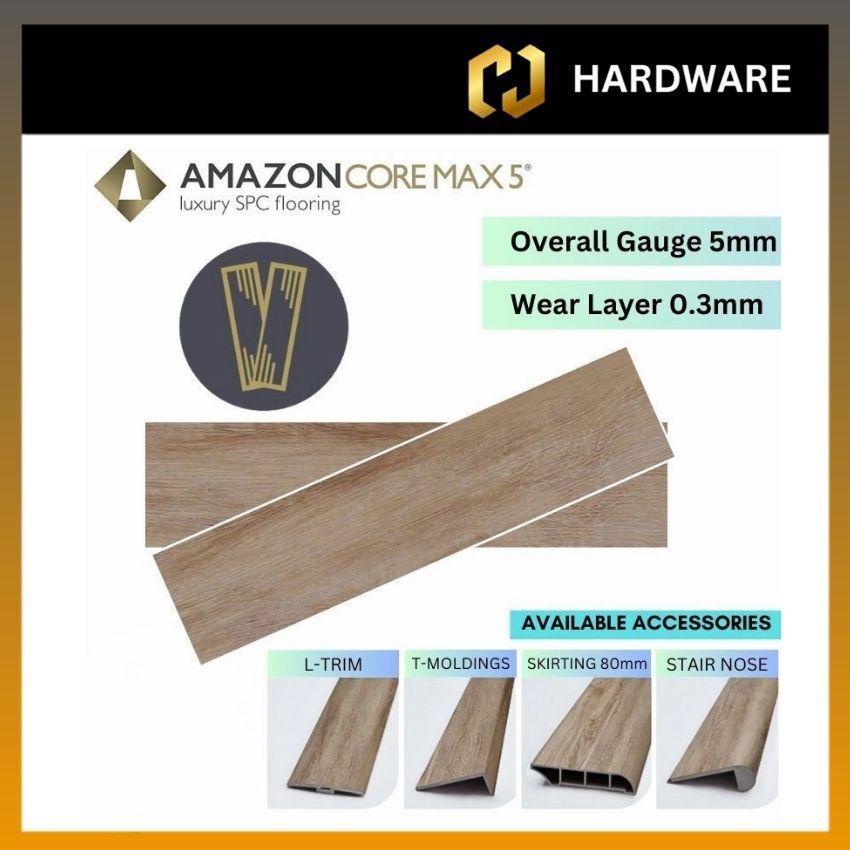 AMAZON CORE MAX 5 HT-713 T-MOLDINGS / HL-713 L-TRIM / HS-713 SKIRTING 80mm / HN-713 STAIR NOSE / HR-713 REDUCER LUXURY SPC F LORING | WOOD - LOOK PLANKS