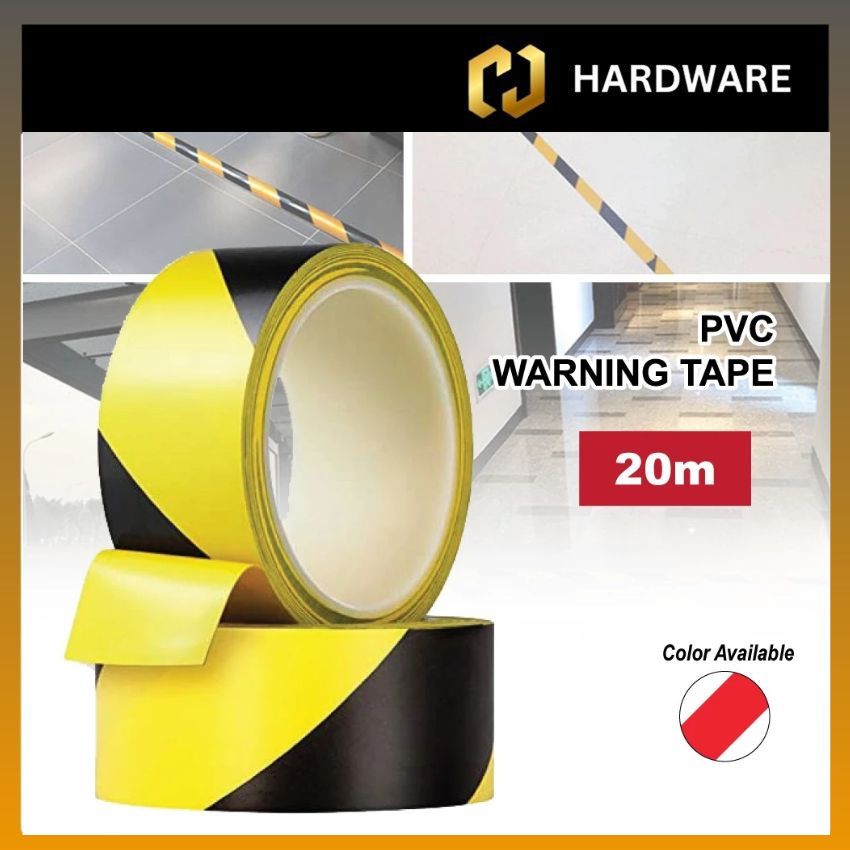 HAZARD 20 METER SELF ADHESIVE SAFETY TAPE - YELLOW / BLACK