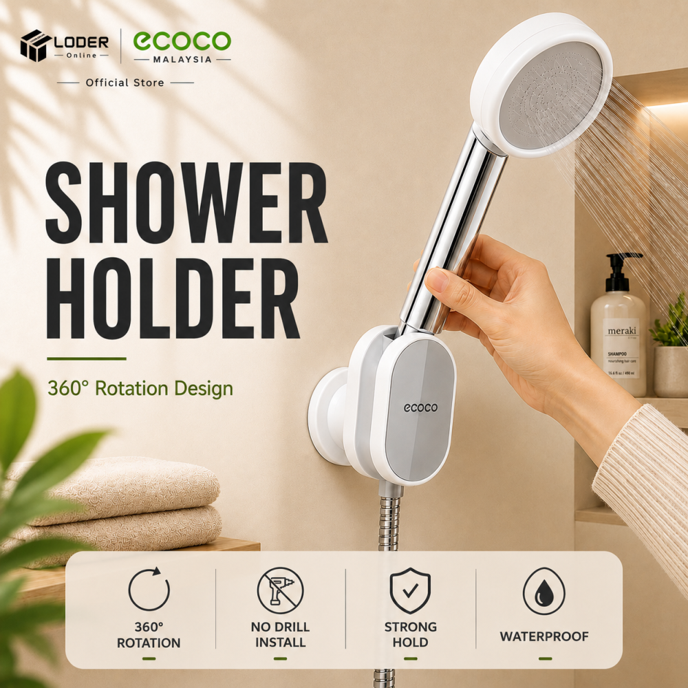 LODER ECOCO Shower Head Holder Adjustable Shower Holder Wall Mounted No Drill Shower Bracket