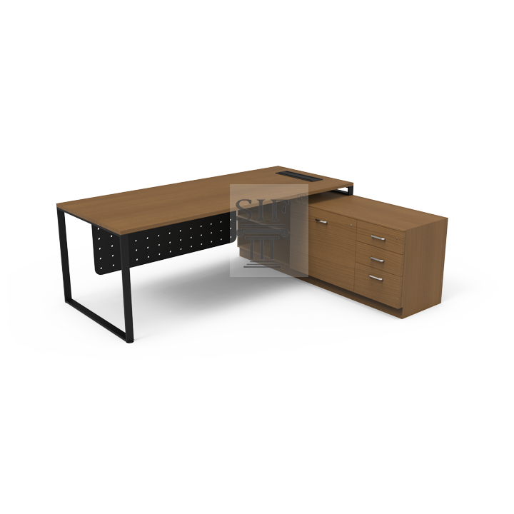 SOU-MARS600 Executive Director Table with Side Cabinet Open Shelves + Swing Door + 3D Pedestal