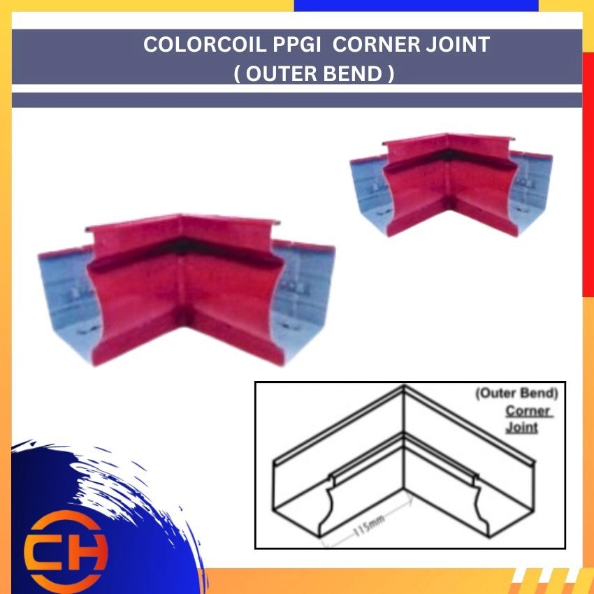 COLORCOIL PPGI CORNER JOINT ( OUTER BEND ) ROLL FORMING METAL GUTTER 