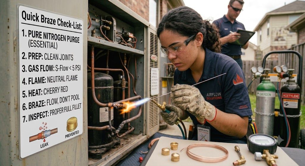 HVAC copper pipe joining oxy acetylene method