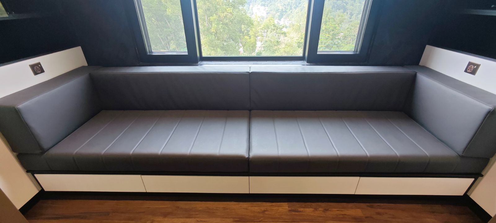 Custom Made Cushioned Low Bench & Book Cabinets in Kuala Lumpur