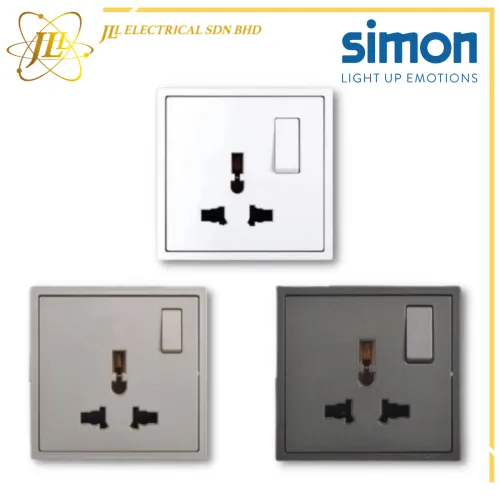 Simon Switch i7 701089-30 13A Universal Switch Socket Outlet [MATT WHITE/GOLDEN CHAMPAGNE/GRAPHITE BLACK]