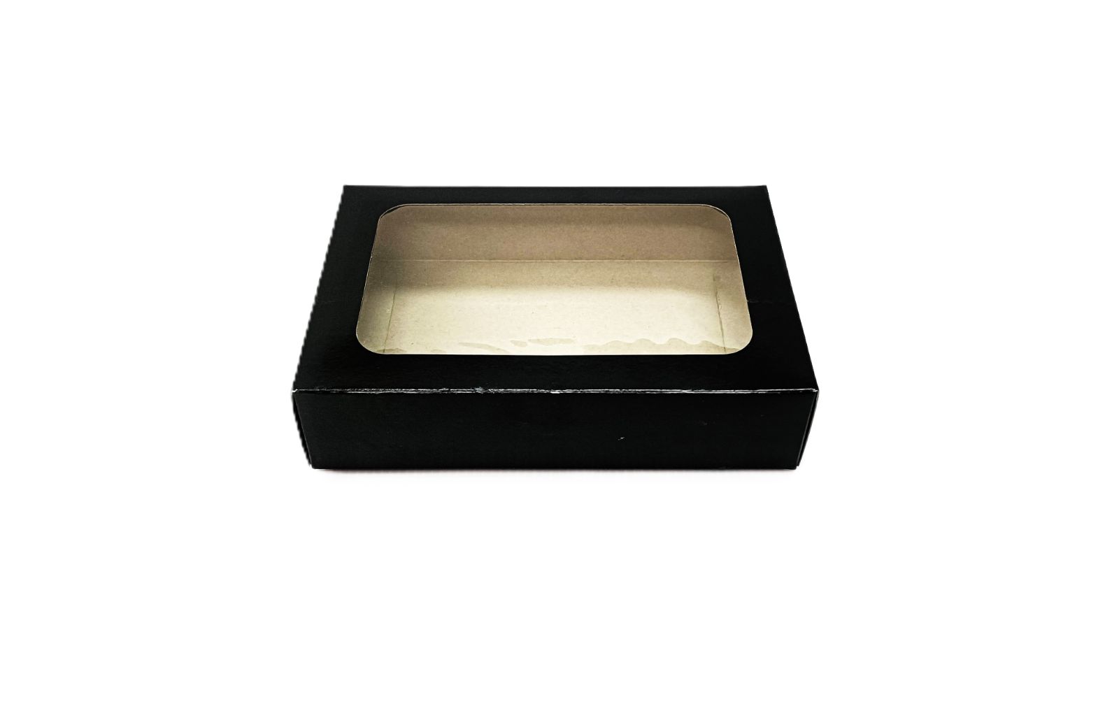 SMALL BOX-1325 BLACK-Premium Black Cardboard Gift Box with Clear Display Window (19 x 12.5 x 4.4 cm)
