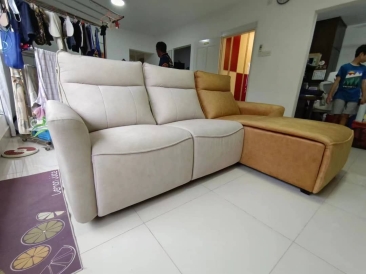 Modern Two Tone L Shape Sofa With Power Recliner Function | Aquapro Fabric Water Resistant Sofa | Sofa Furniture Store | Best Furniture Store in Penang | Kedah | Kulim | Petaling jaya | Bandar Baru | Pontian