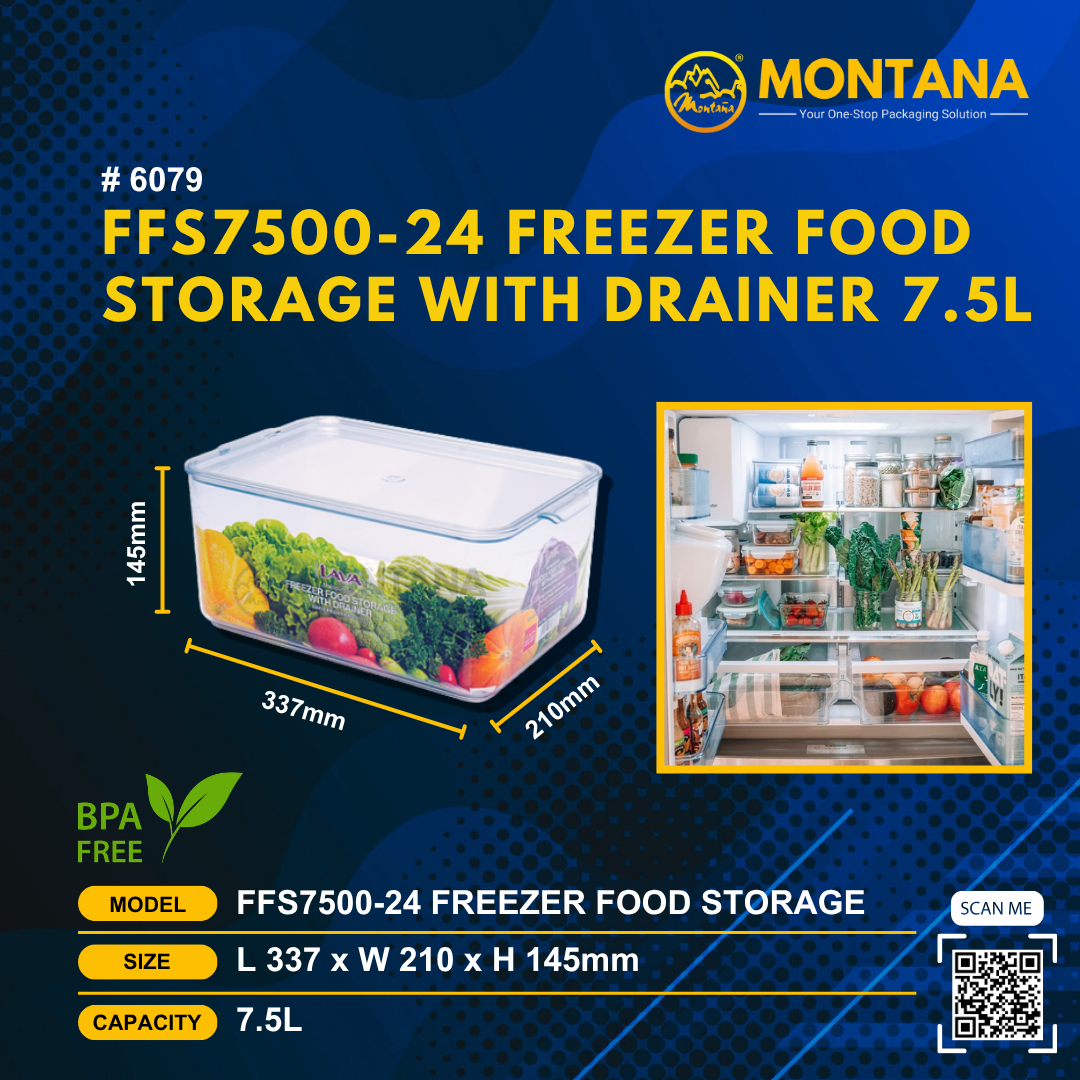 (6079) FFS7500-24 FREEZER FOOD STORAGE WITH DRAINER 7.5L
