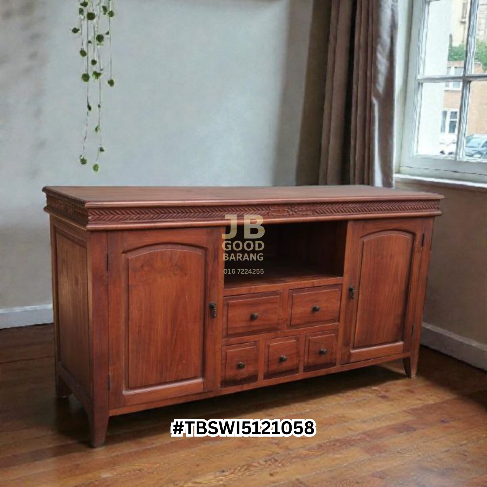Heavy Premium Quality Solid Teak Wood Sideboard/Buffet – Good Condition, Timeless Elegance