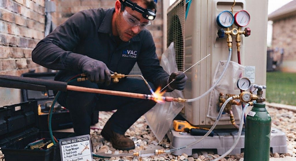 refrigeration split AC brazing HVAC technician skills