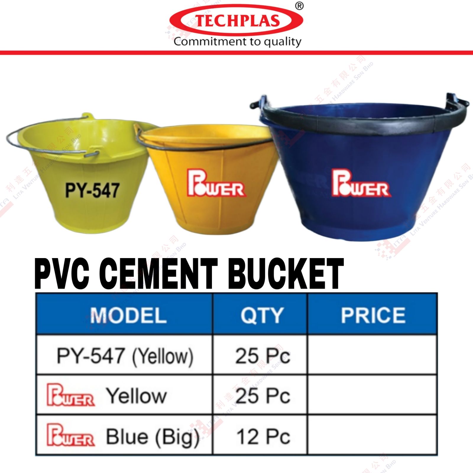 TECH PLAS BRAND PVC CEMENT BUCKET - PY547