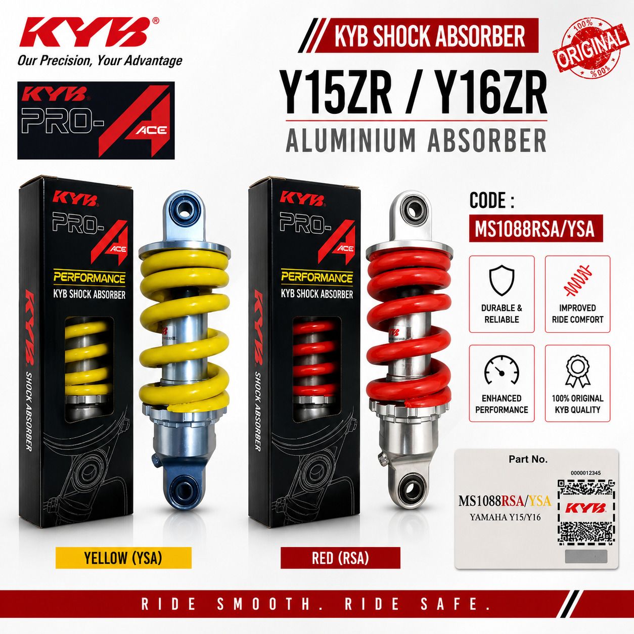 KAYABA Y15ZR Y16ZR PRO ACE REAR ABSORBER MS1088RSA/YSA B17 BAX
