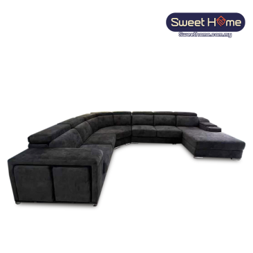 Black Corner C Shape Sofa