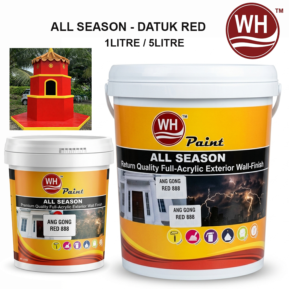 WH PAINT ALL SEASON - DATUK RED | ALL-WEATHER EXTERIOR WALL PAINT | WEATHER RESISTANT ACRYLIC PAINT