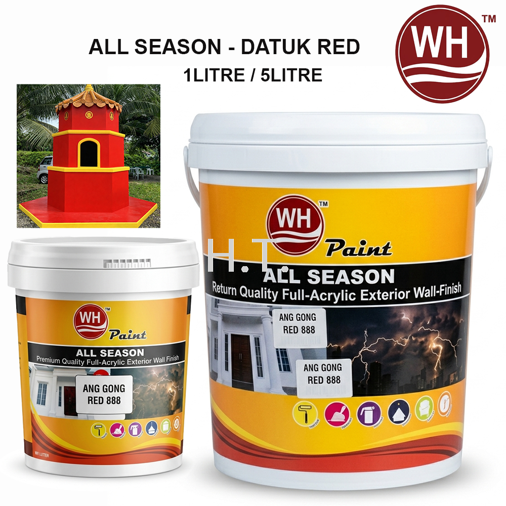 WH PAINT ALL SEASON - DATUK RED | ALL-WEATHER EXTERIOR WALL PAINT | WEATHER RESISTANT ACRYLIC PAINT