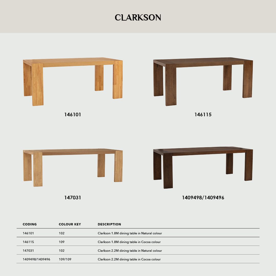 CLARKSON 1000X2185 DINING TABLE 102