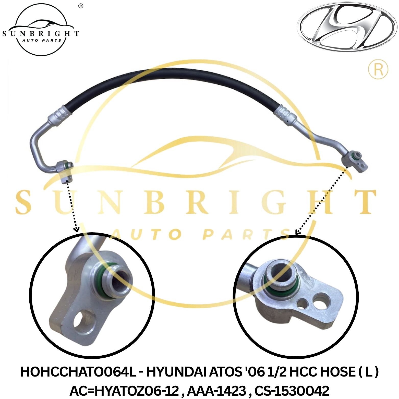 HOHCCHATO064L - HYUNDAI ATOS '06 1/2 HCC HOSE ( L ) AC=HYATOZ06-12 , AAA-1423 , CS-1530042