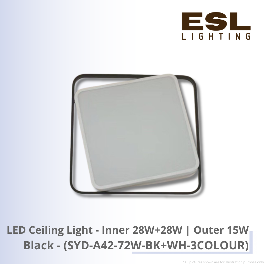 LED Ceiling Light Black - SYD-A42-72W-BK+WH-3COLOUR