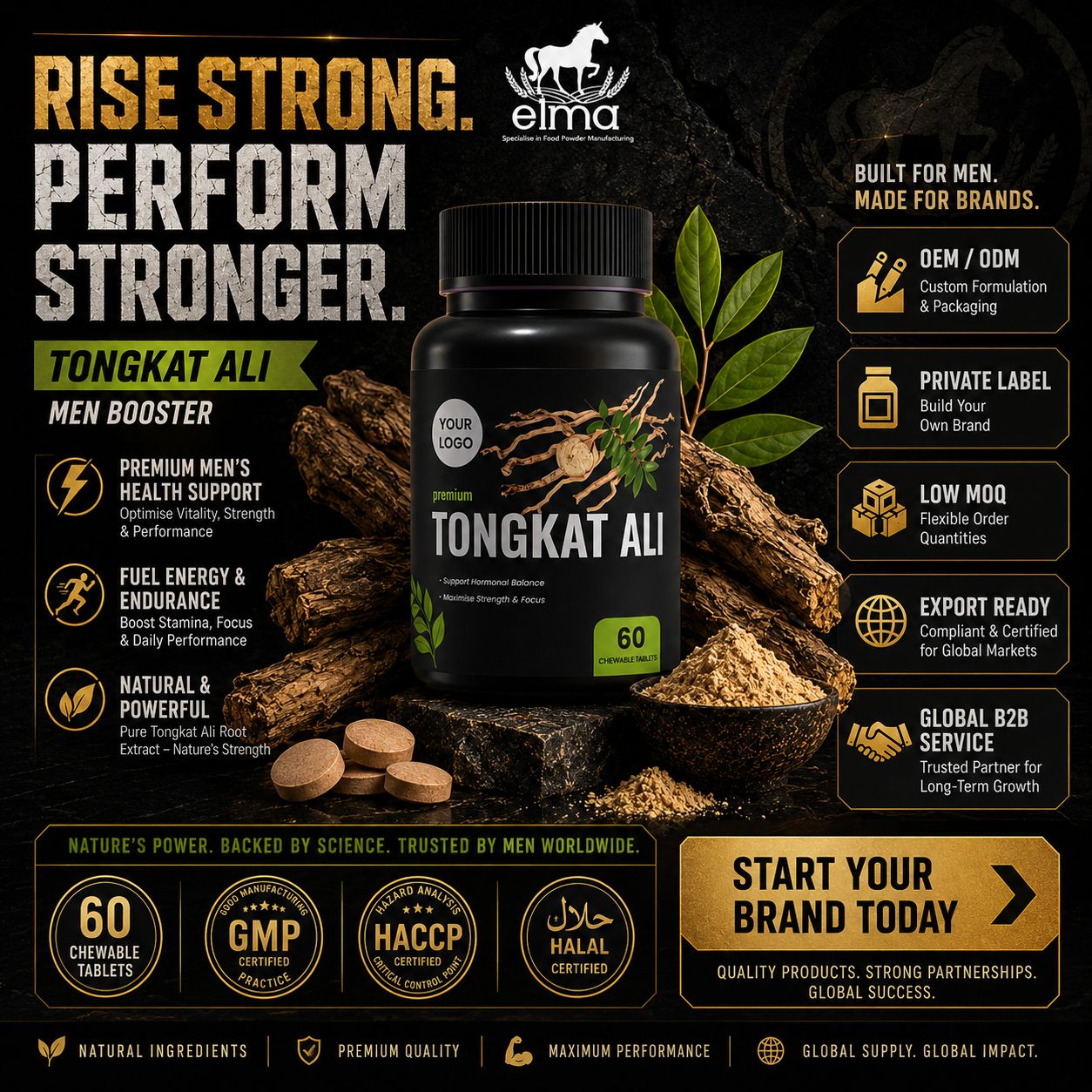Export-Ready Tongkat Ali Tablet Manufacturer for Men’s Vitality Supplement Brands