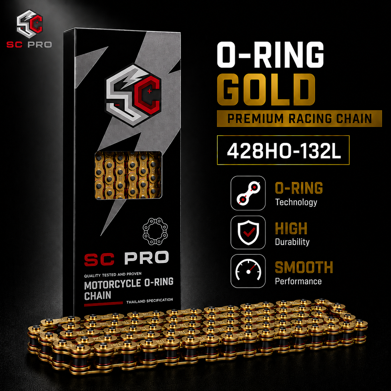O-RING GOLD CHAIN SC PRO - 428HOx132L