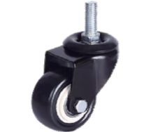Medium Duty M12 Thread Stem Black PVC Castor Wheel