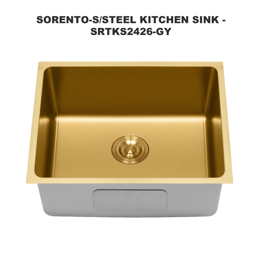 SORENTO STAINLESS STEEL KITCHEN SINK SRTKS2426-GY GOLDEN YELLOW