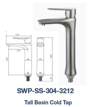 SWP-SS-304-3212  Tall Basin Cold Tap - SUS304