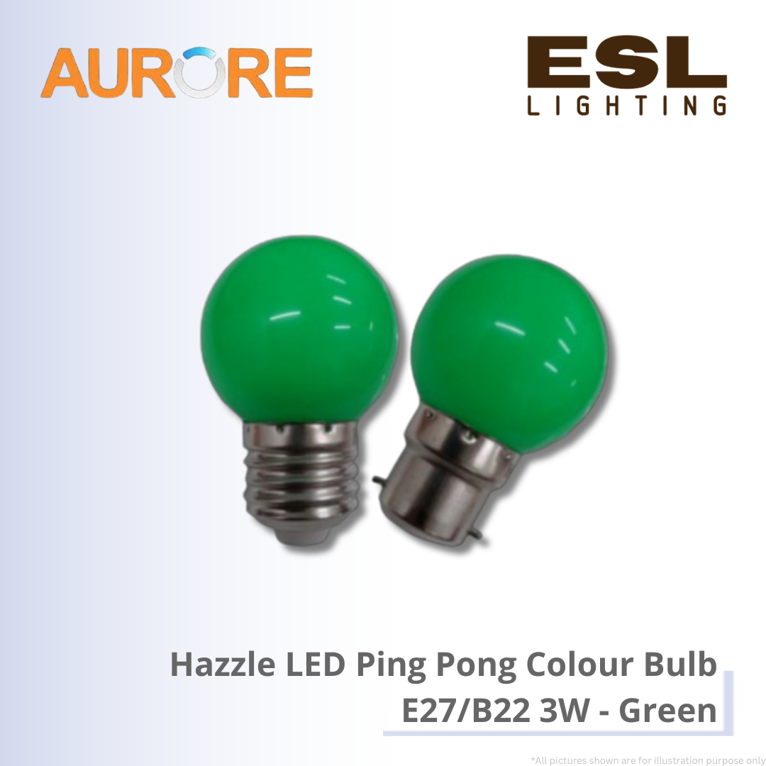 AURORE Hazzle LED Ping Pong Colour Bulb E27/B22 3W - Green