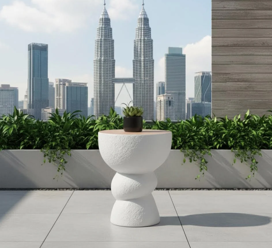 Outdoor Fiberglass Furniture Supplier Malaysia 马来西亚花园户外边桌制造商 Pembekal Perabot Gentian Kaca Luaran Malaysia