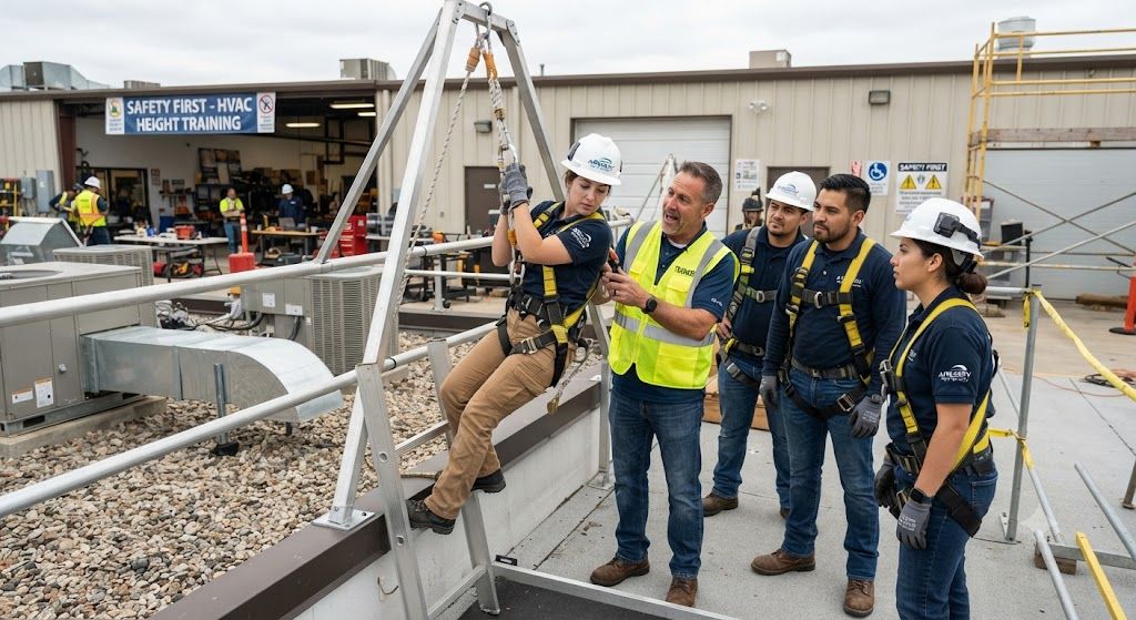 HVAC safety harness training for technicians