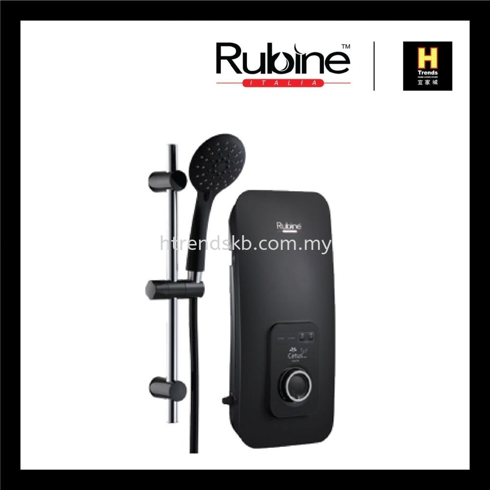 Rubine Cetus Series Non Pump Instant Water Heater With Hand Shower (SAND BLACK) RWH-CE520N-SSB