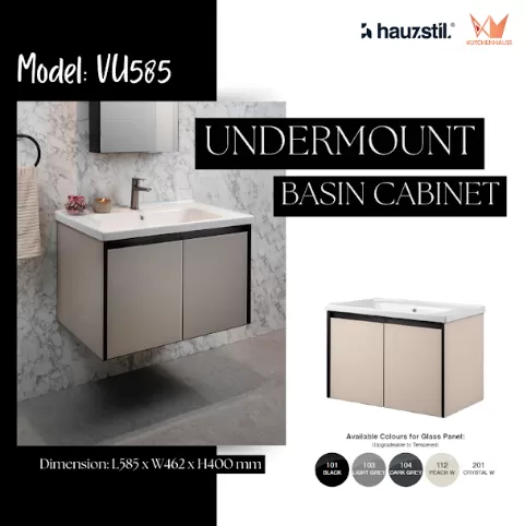 HAUZSTIL Bathroom Under Mount Basin Cabinet With Basin Only (VU585+UCB600)
