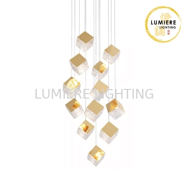 Post Modern Minimalist Ice Cube Crystal Luxury Pendant Light