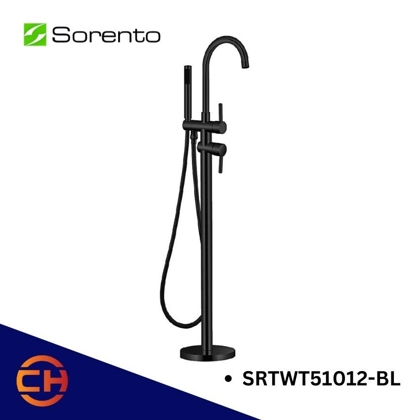 SORENTO BATHROOM  SRTWT51012 / SRTWT51012-BL / SRTWT51012-GY / SRTWT51012-FRG / SRTWT51012-GM BATHTUB FREE STANDING TAP ( Black , Golden Yellow , Full Rose Gold , Gunmetal )