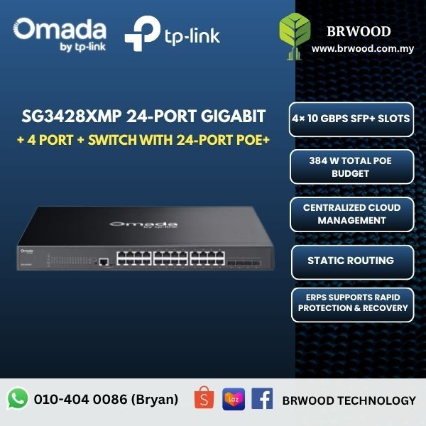 OMADA TP-LINK SG3428XMP: Access Plus 24-Port Gigabit and 4-Port 10GE SFP+ Switch with 24-Port PoE+