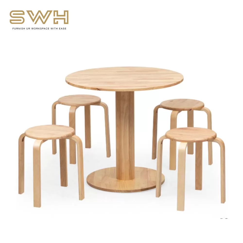 KYOTO 1+4 Solid Wood Dining Table Set | Cafe Table and Chair