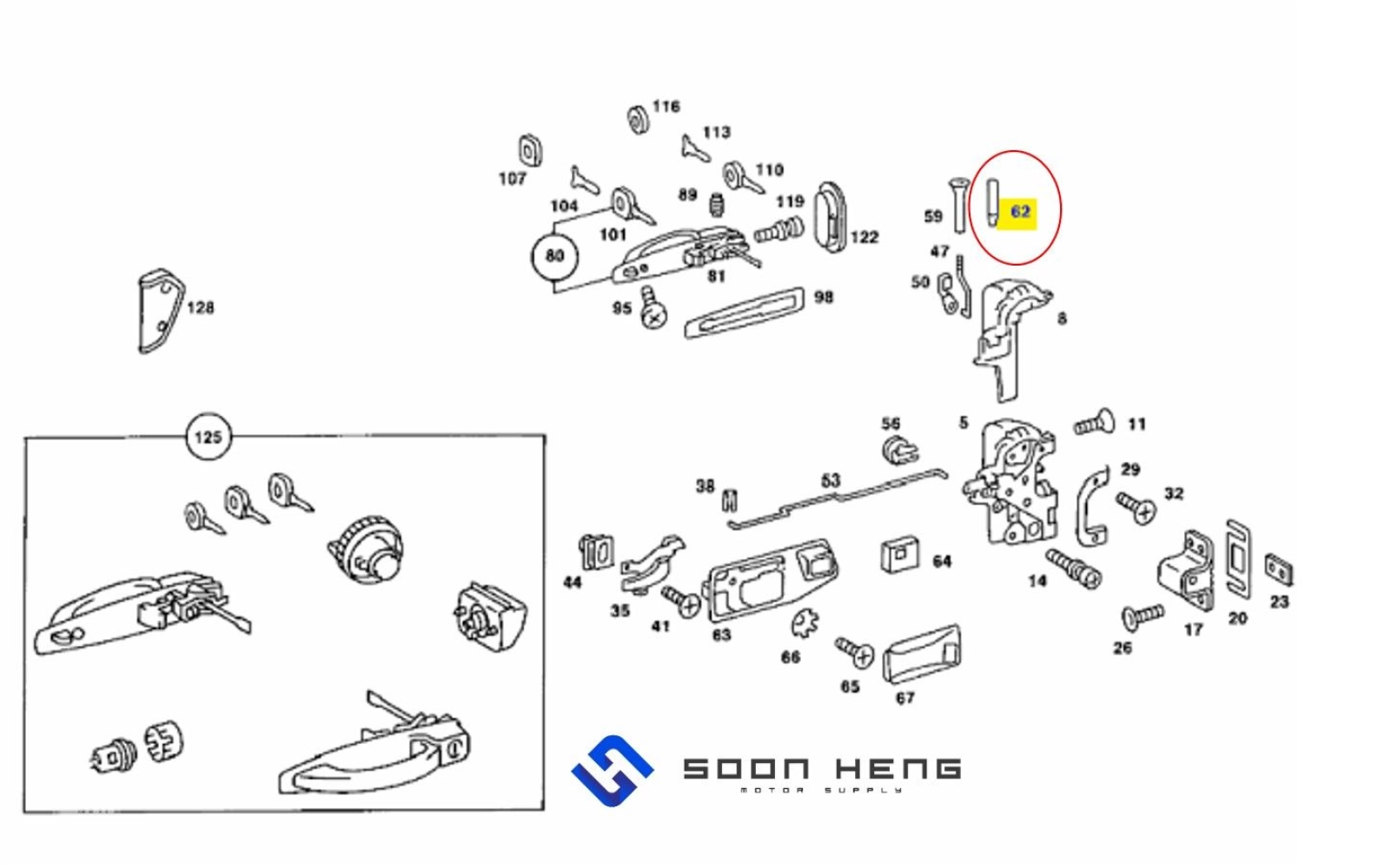 Mercedes-Benz W123, W126, W124, W201, W202, W210 and W211 - Door Lock Knob (Original MB)