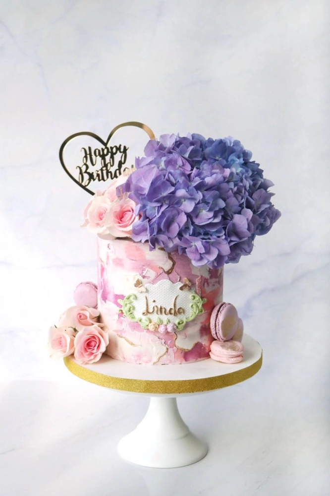 Purple Hydrangea Flower Cake
